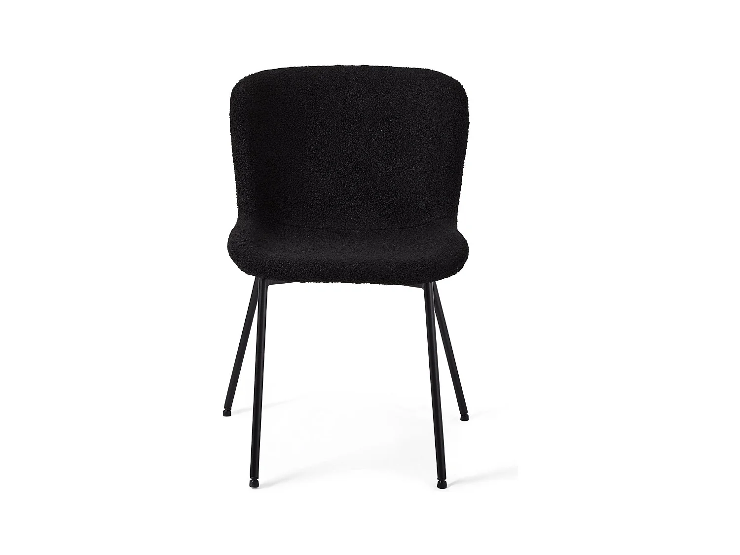 Esszimmerstuhl 2er Set Teddy - Bouclé-Stoff & Metall - Schwarz