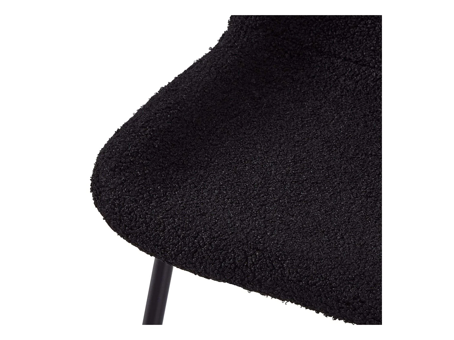 Esszimmerstuhl 2er Set Teddy - Bouclé-Stoff & Metall - Schwarz
