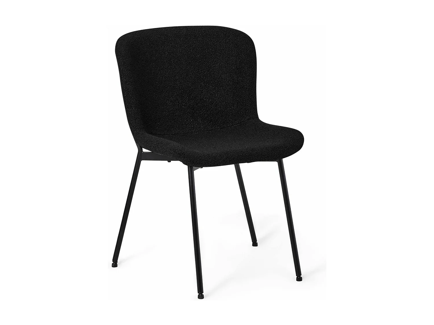 Set van 2 stoelen Teddy - Met rugleuning - Boucléstof & metaal - Zwart