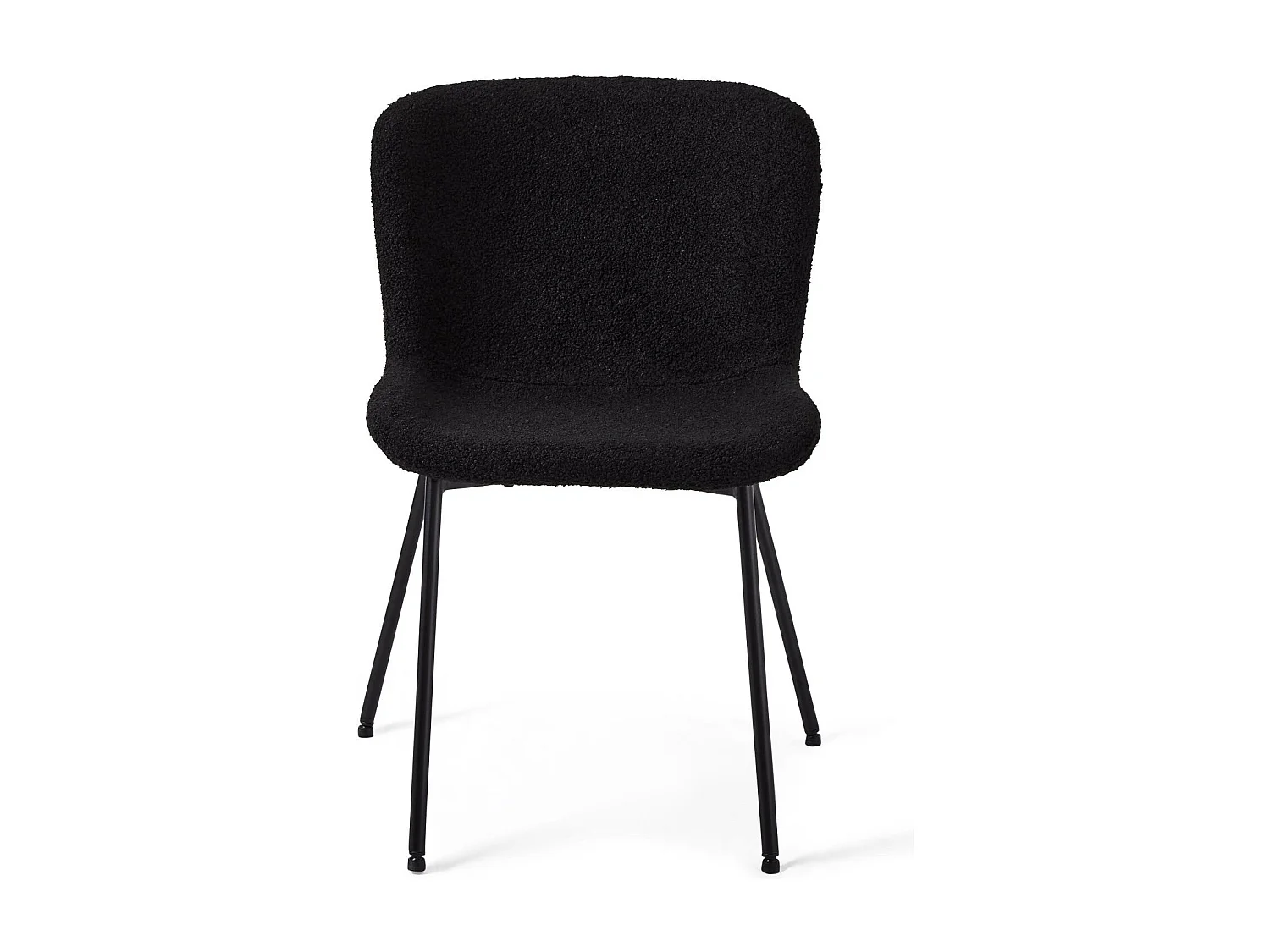 Set van 2 stoelen Teddy - Met rugleuning - Boucléstof & metaal - Zwart