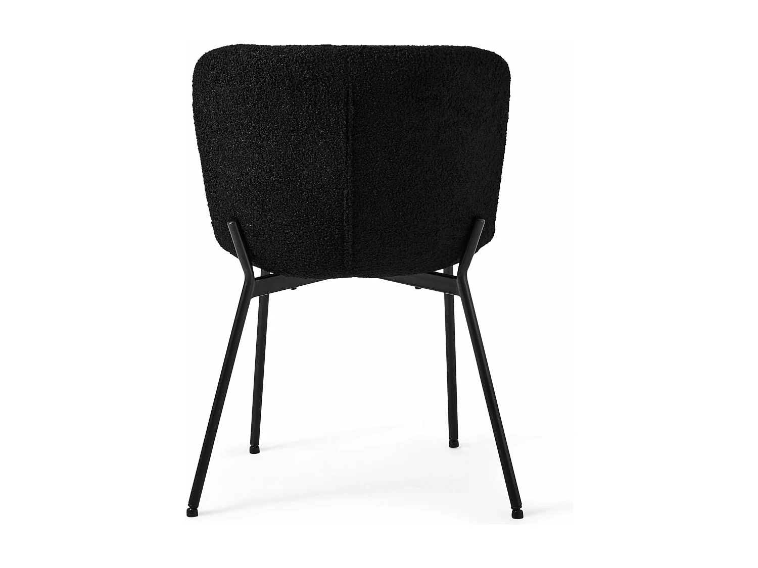 Lot de 2 chaises avec dossier Teddy - Tissu bouclé et métal - Noir