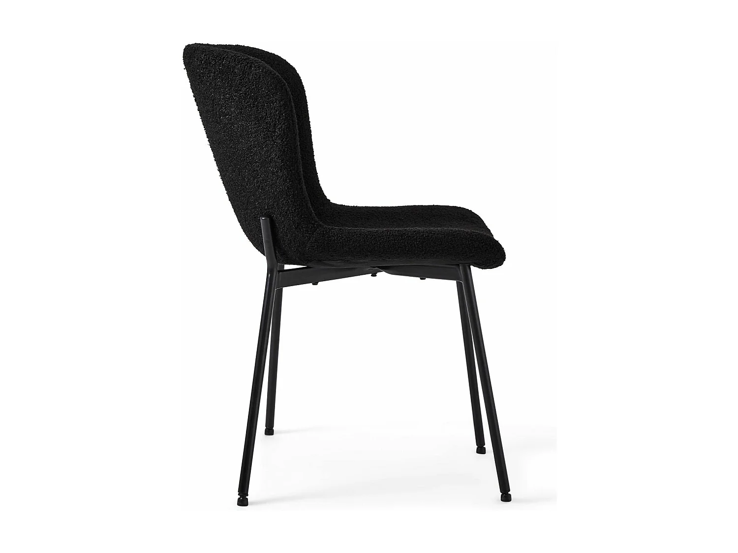 Lot de 2 chaises avec dossier Teddy - Tissu bouclé et métal - Noir