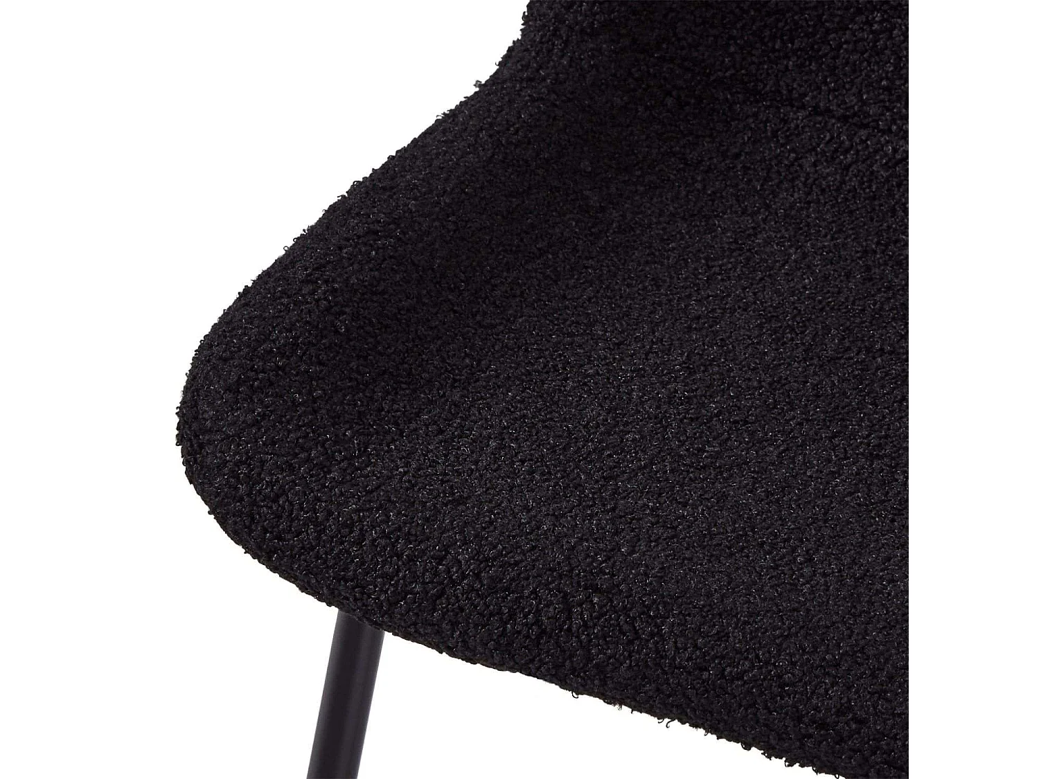 Lot de 2 chaises avec dossier Teddy - Tissu bouclé et métal - Noir