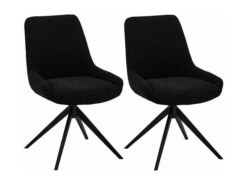 Esszimmerstuhl 2er Set Helena - Bouclé-Stoff & Metall - Schwarz
