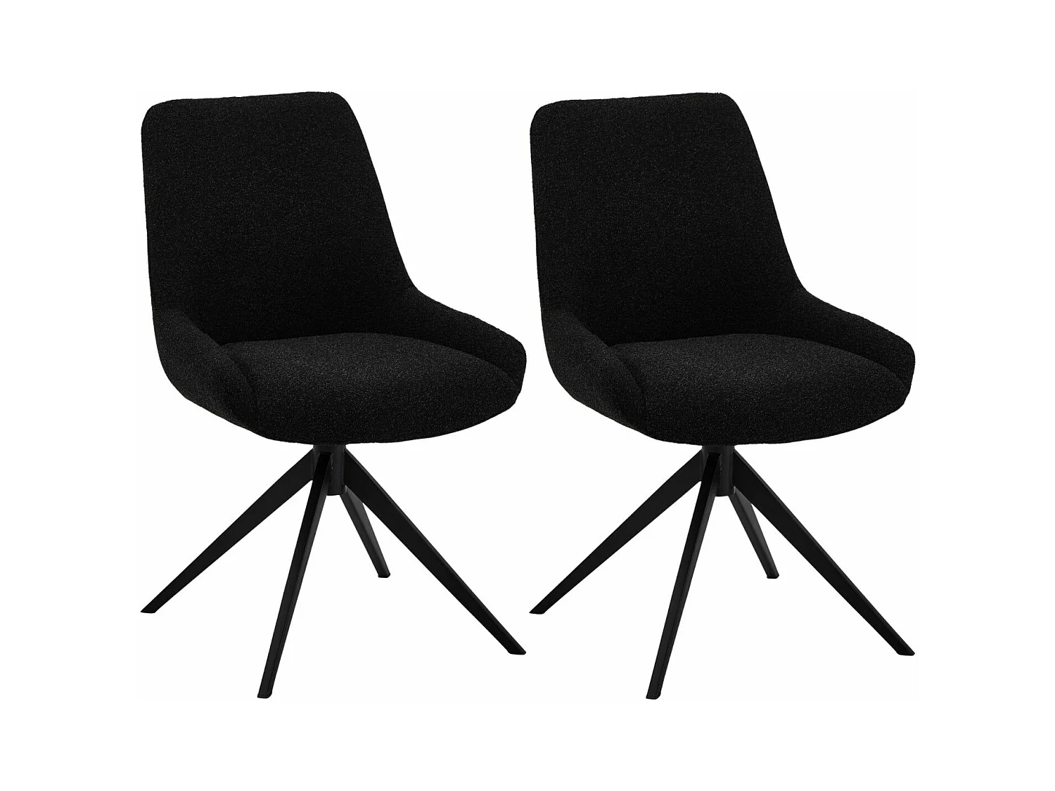 Esszimmerstuhl 2er Set Helena - Bouclé-Stoff & Metall - Schwarz