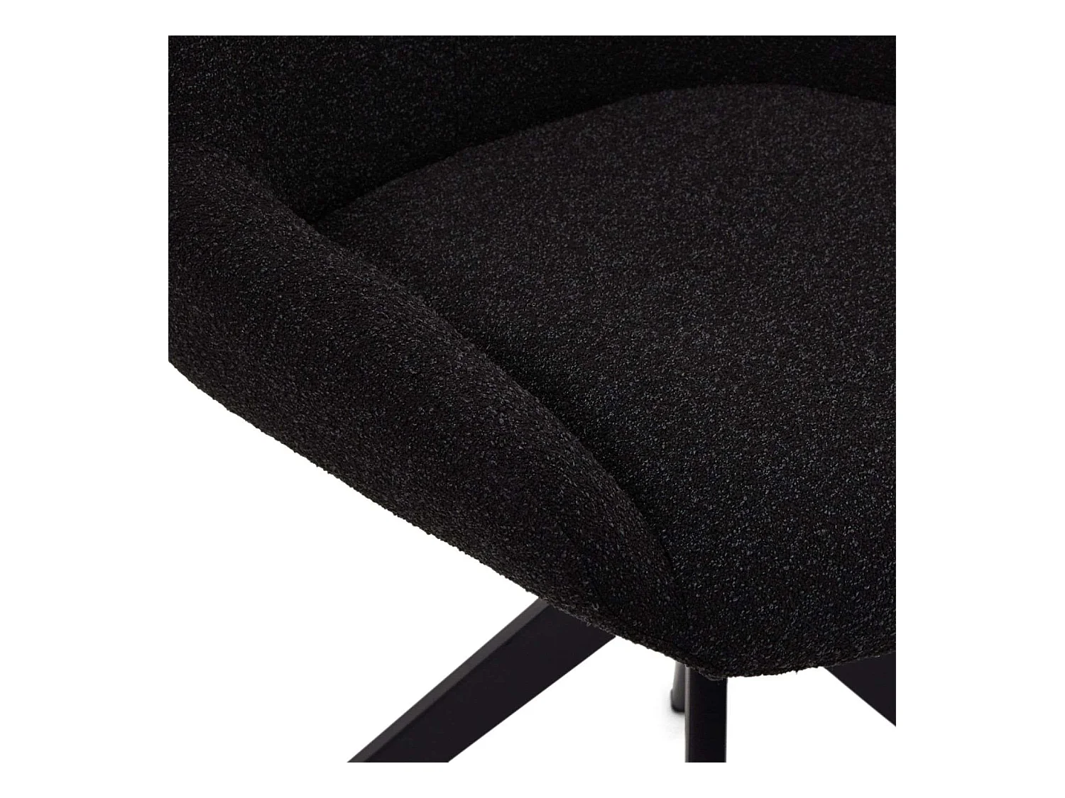 Esszimmerstuhl 2er Set Helena - Bouclé-Stoff & Metall - Schwarz