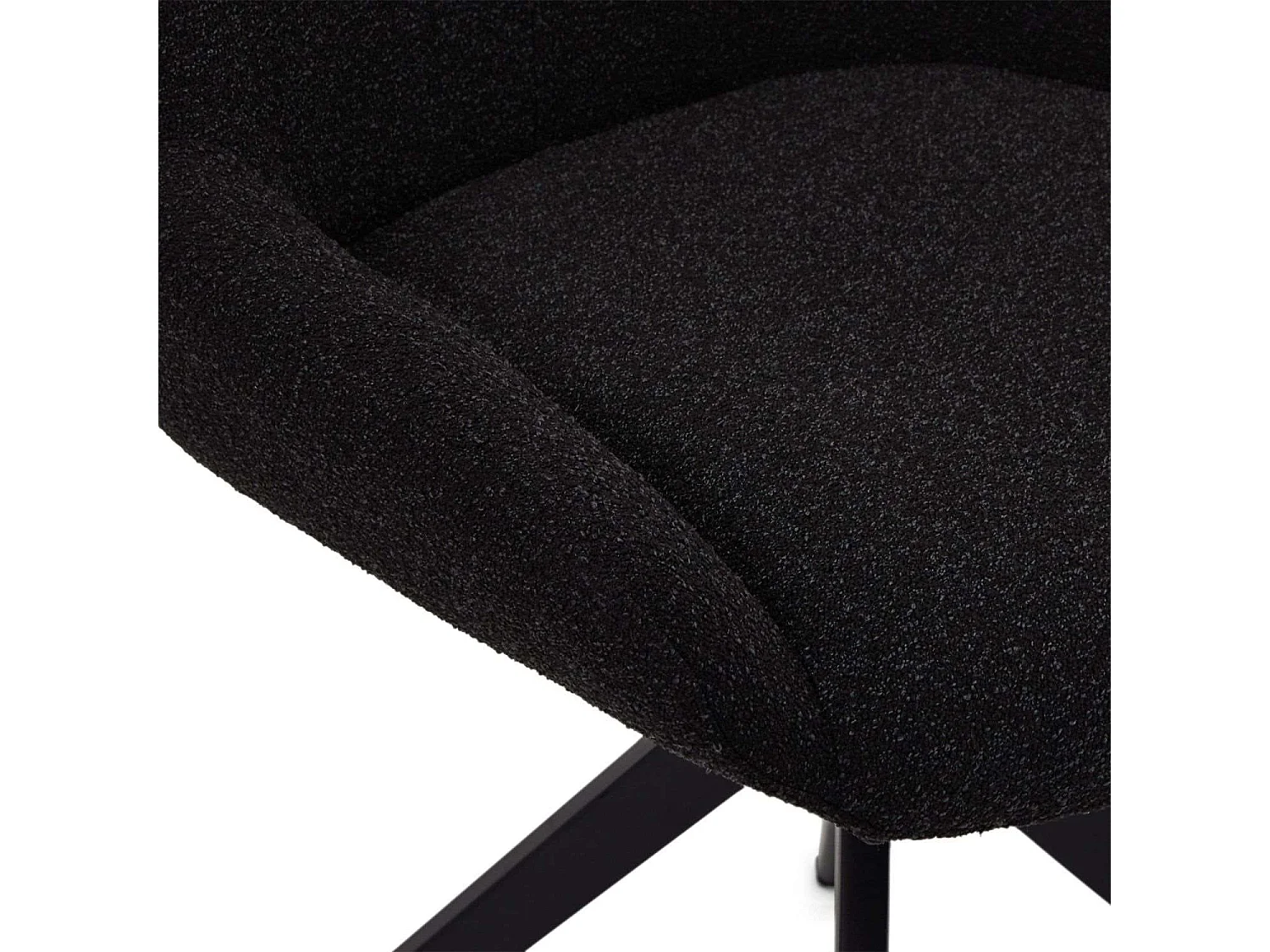 Set van 2 stoelen Helena - Met armleuning - Boucléstof & metaal - Zwart