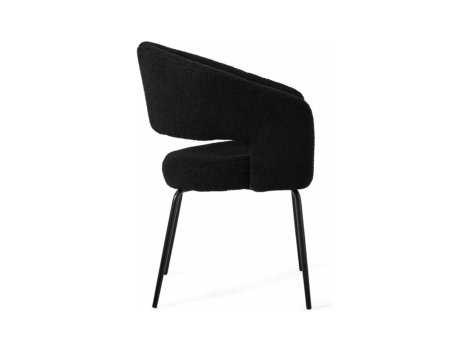 Esszimmerstuhl mit Armlehnen 2er Set Natalie - Bouclé-Stoff & Metall - Schwarz