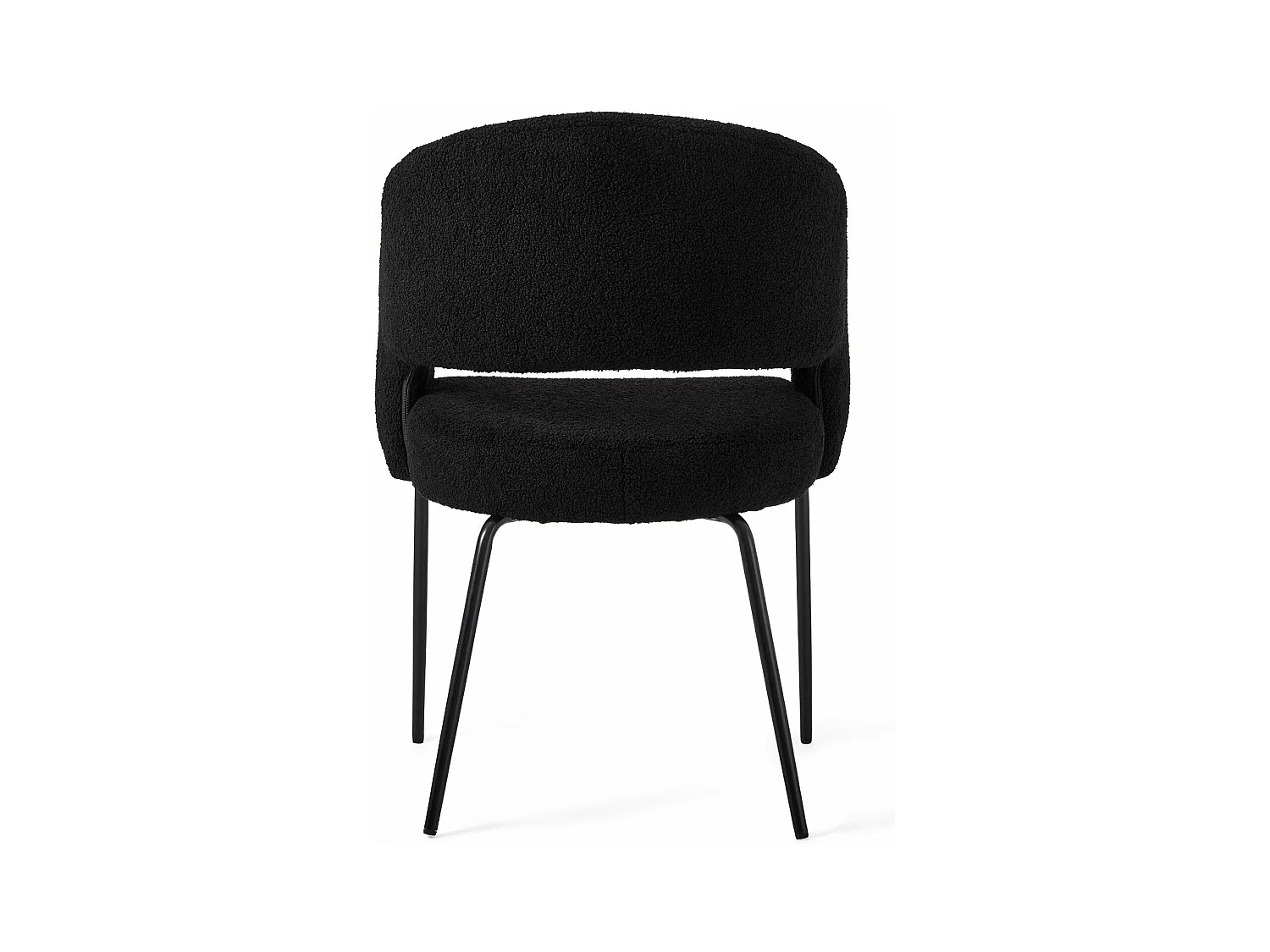 Esszimmerstuhl mit Armlehnen 2er Set Natalie - Bouclé-Stoff & Metall - Schwarz