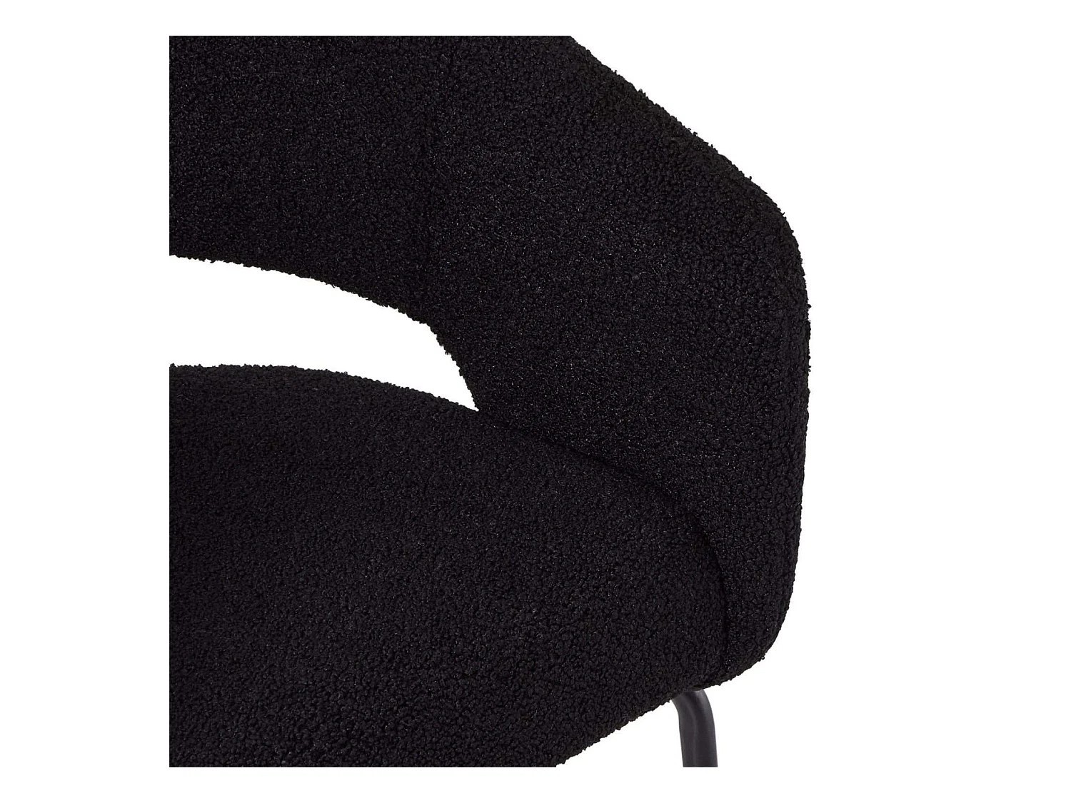 Esszimmerstuhl mit Armlehnen 2er Set Natalie - Bouclé-Stoff & Metall - Schwarz