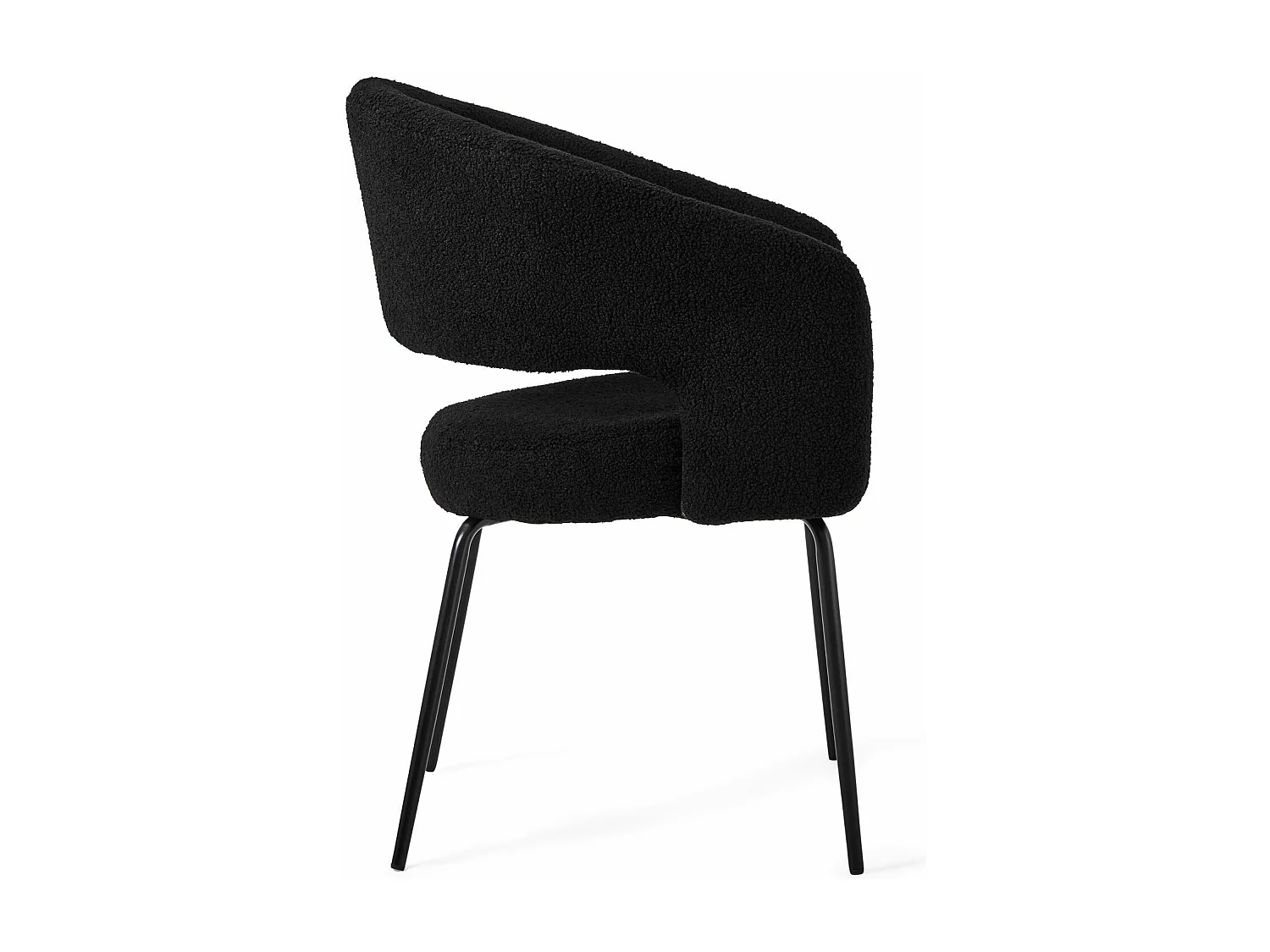 Set van 2 stoelen Natalie - Met armleuning - Boucléstof & metaal - Zwart