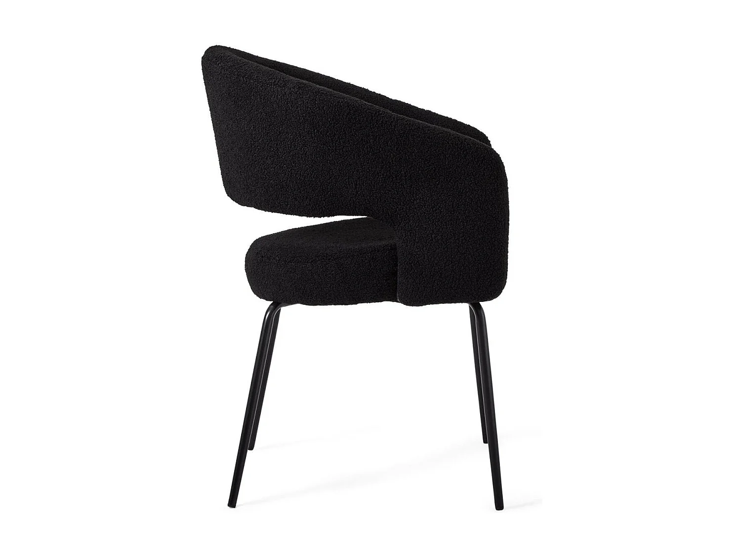 Set van 2 stoelen Natalie - Met armleuning - Boucléstof & metaal - Zwart