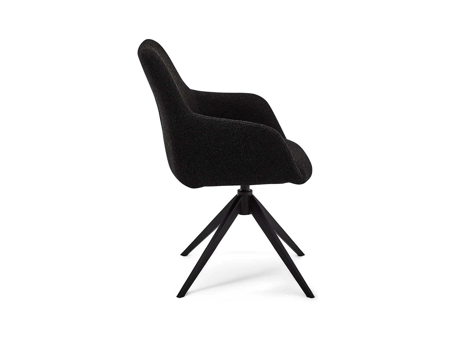 Esszimmerstuhl mit Armlehnen 2er Set Helena - Bouclé-Stoff & Metall - Schwarz