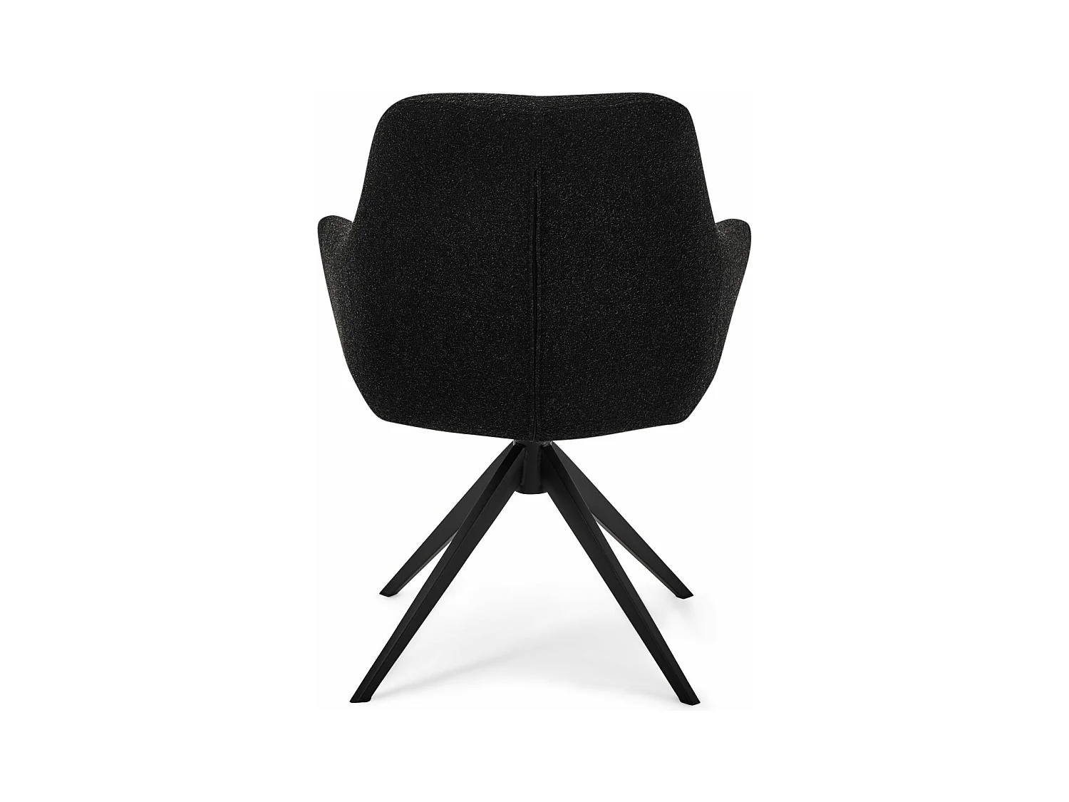 Esszimmerstuhl mit Armlehnen 2er Set Helena - Bouclé-Stoff & Metall - Schwarz