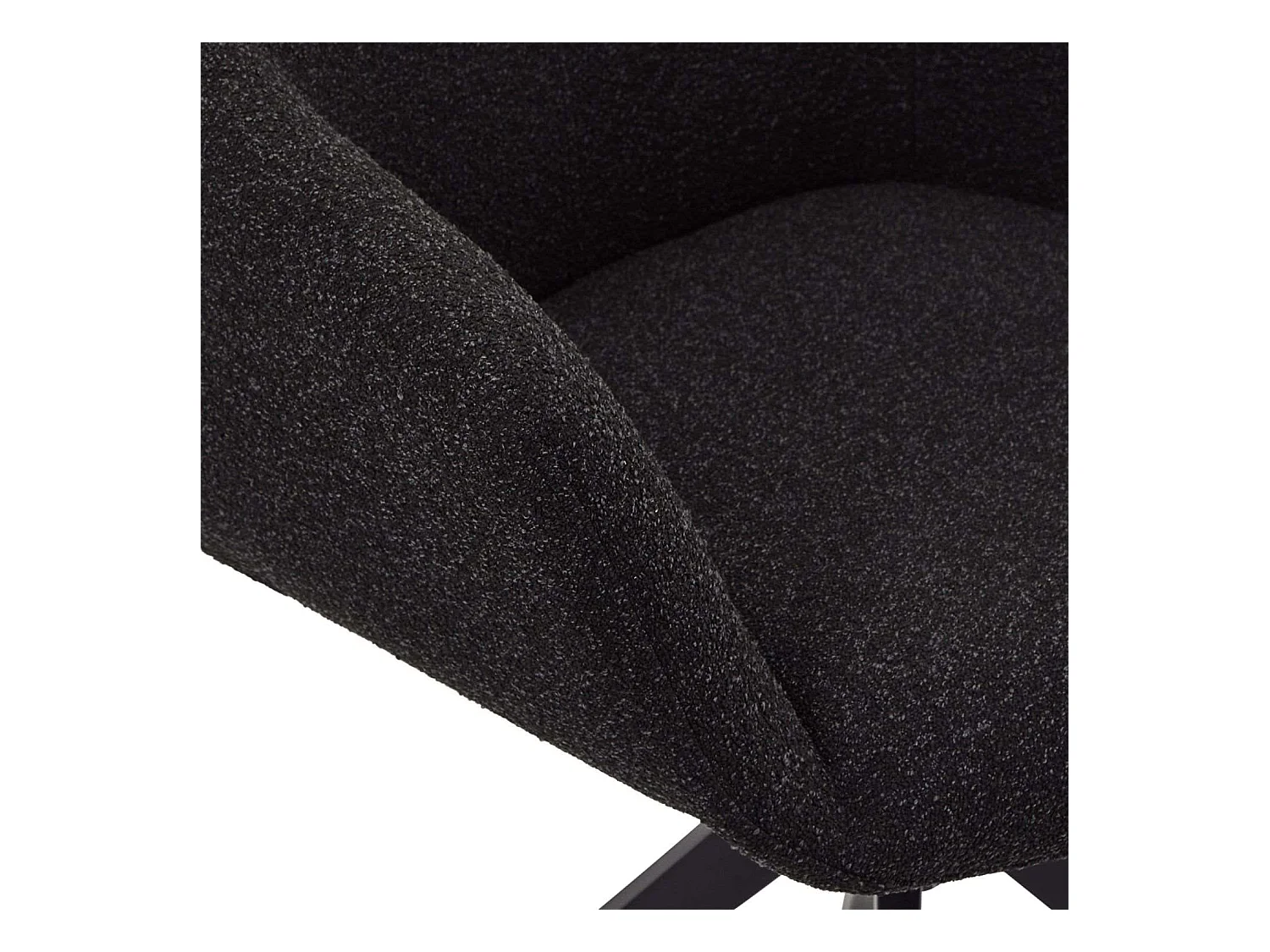 Esszimmerstuhl mit Armlehnen 2er Set Helena - Bouclé-Stoff & Metall - Schwarz