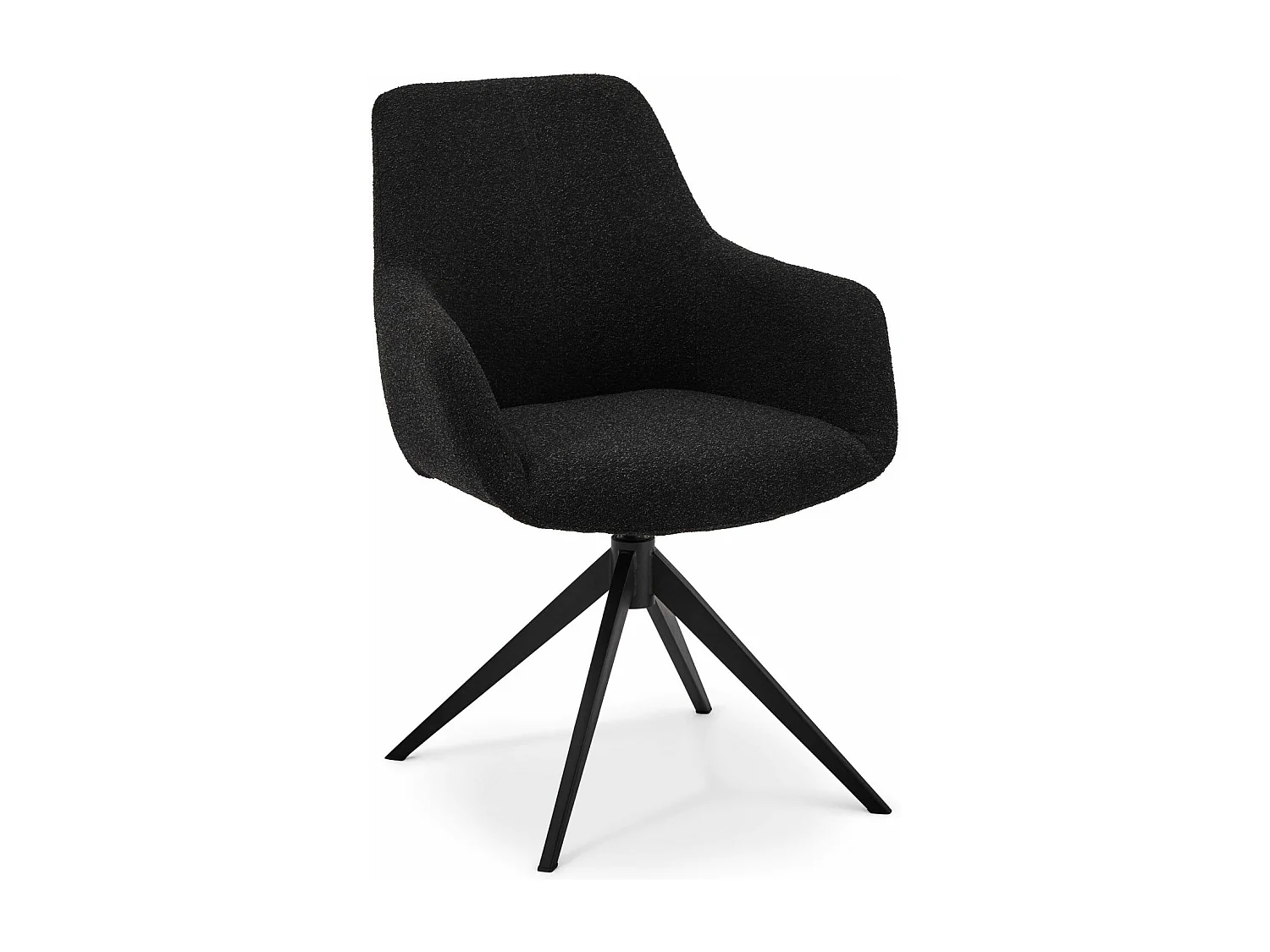 Set van 2 stoelen Helena - Met armleuning - Boucléstof & metaal - Zwart