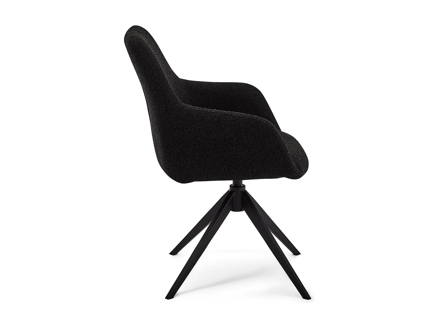 Set van 2 stoelen Helena - Met armleuning - Boucléstof & metaal - Zwart