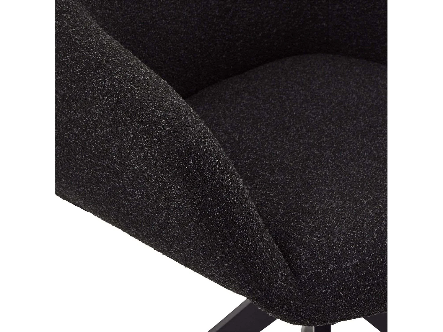 Lot de 2 chaises avec accoudoirs Helena - Tissu bouclé et métal - Noir