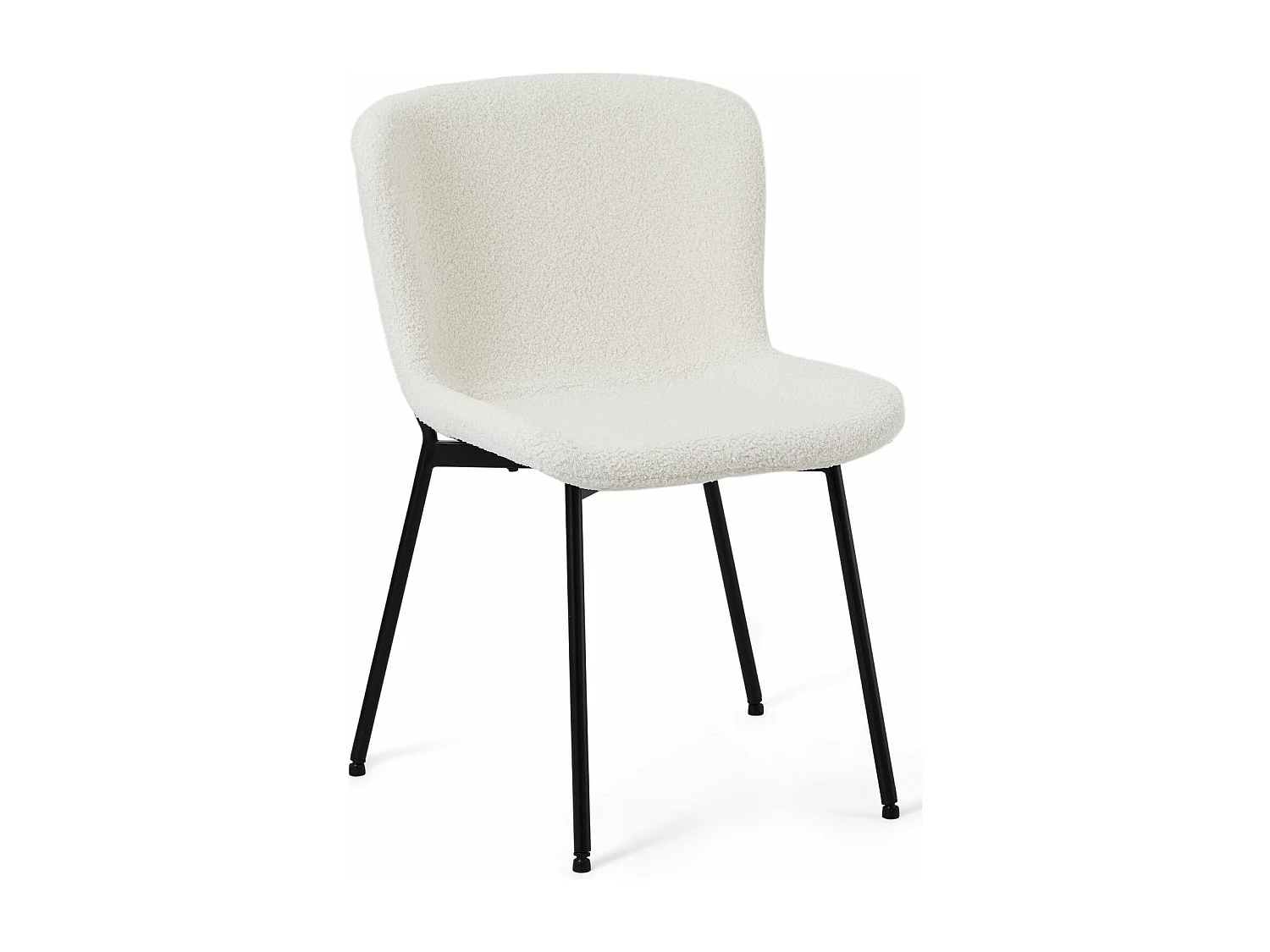 Lot de 2 chaises avec dossier Teddy - Tissu bouclé et métal - Blanc