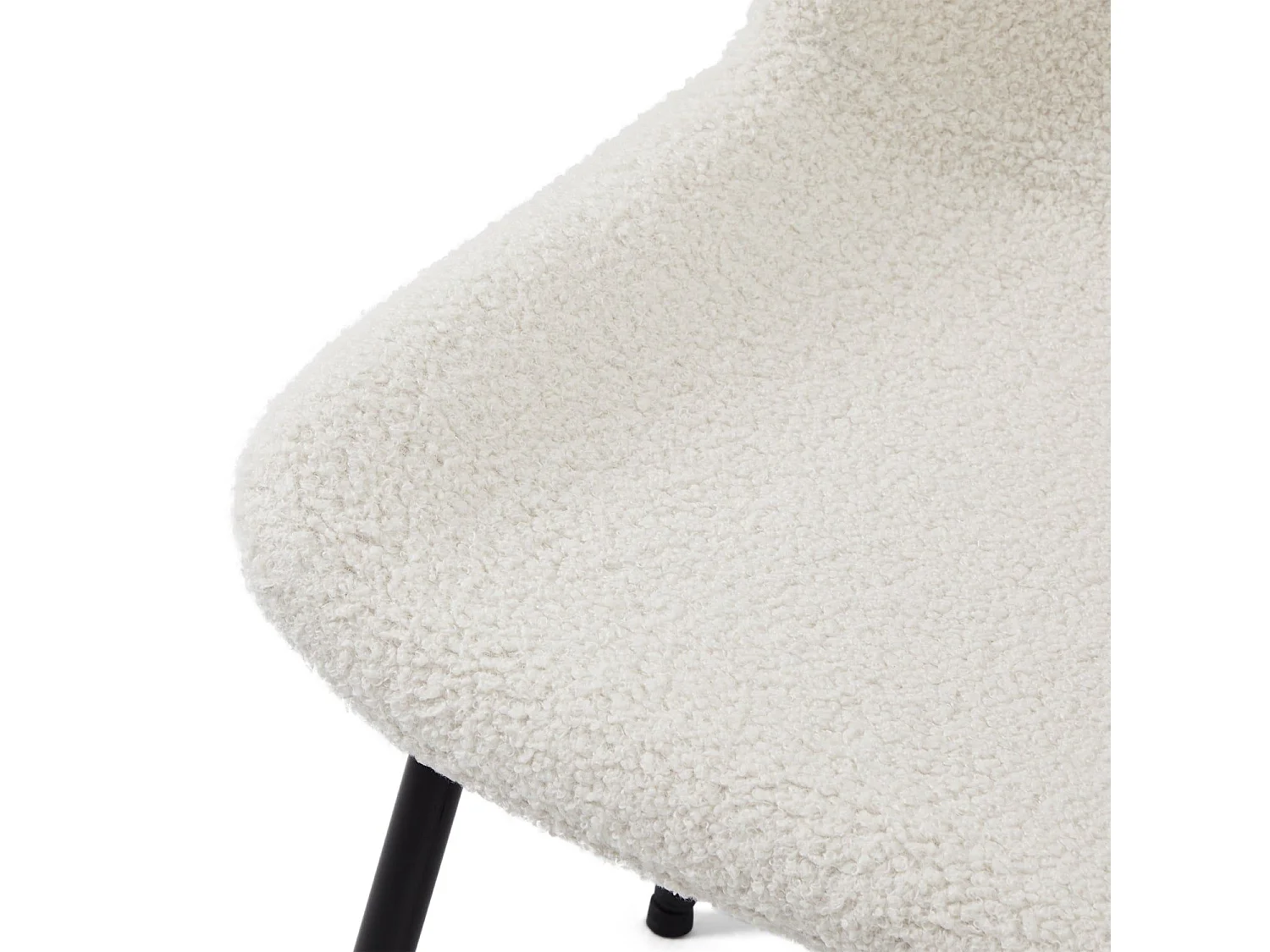 Lot de 2 chaises avec dossier Teddy - Tissu bouclé et métal - Blanc