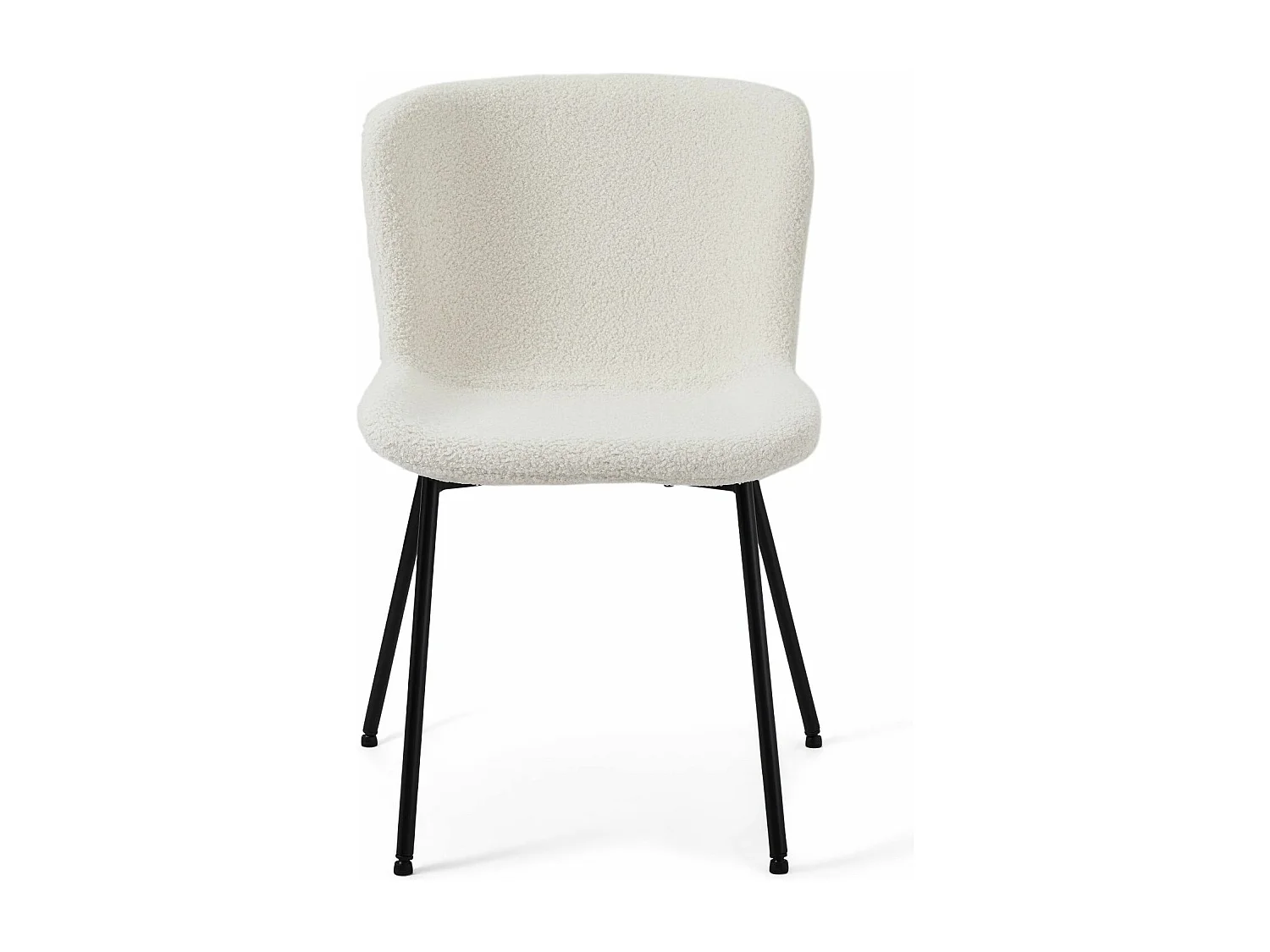 Set van 2 stoelen Teddy - Met rugleuning - Boucléstof & metaal - Wit