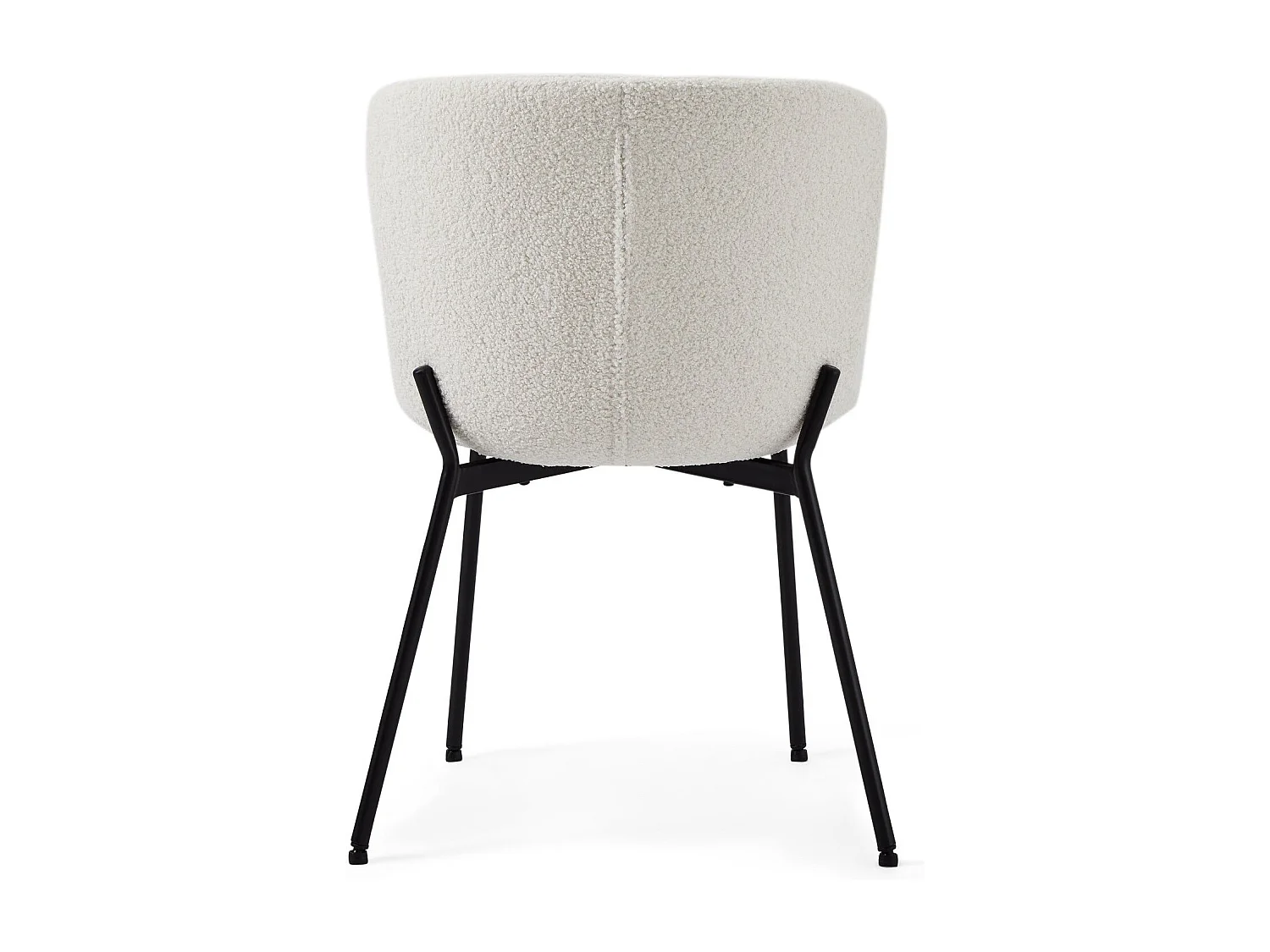 Set van 2 stoelen Teddy - Met rugleuning - Boucléstof & metaal - Wit