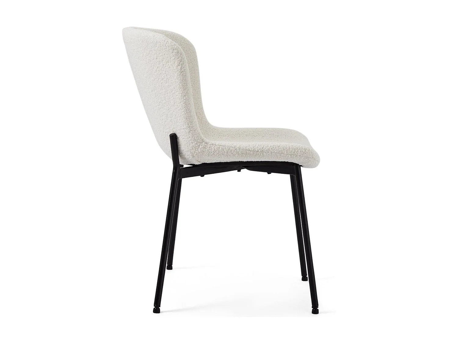 Set van 2 stoelen Teddy - Met rugleuning - Boucléstof & metaal - Wit