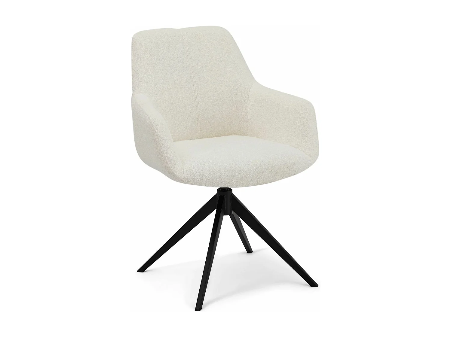 Lot de 2 chaises avec accoudoirs Helena - Tissu bouclé et métal - Blanc