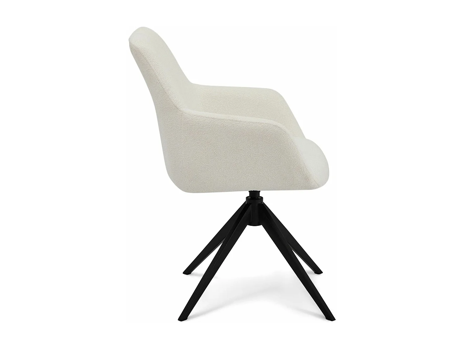 Lot de 2 chaises avec accoudoirs Helena - Tissu bouclé et métal - Blanc