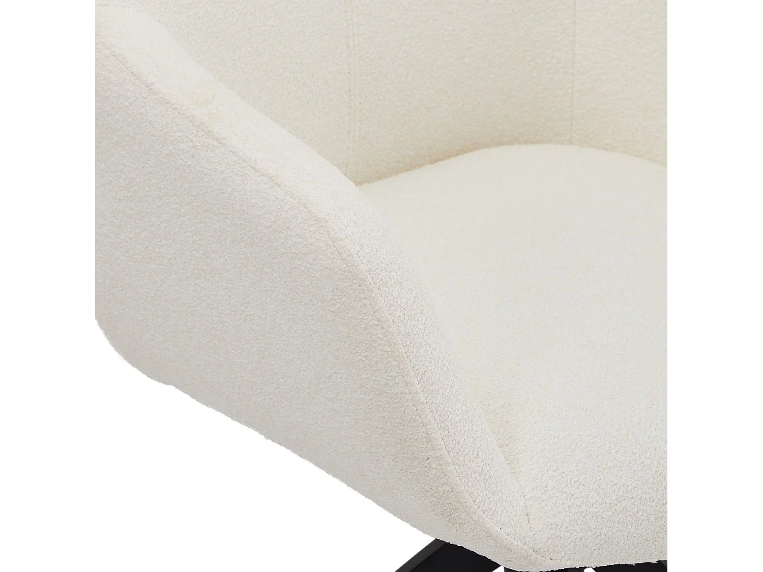 Lot de 2 chaises avec accoudoirs Helena - Tissu bouclé et métal - Blanc