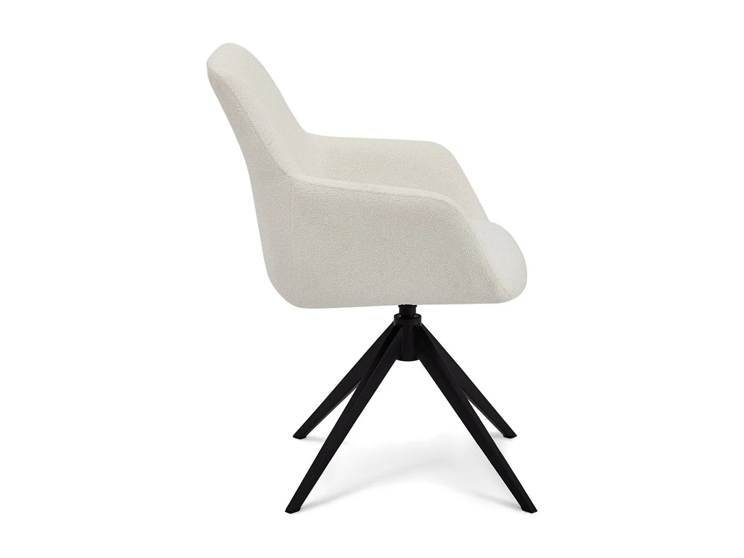 Set van 2 stoelen Helena - Met armleuning - Boucléstof & metaal - Wit