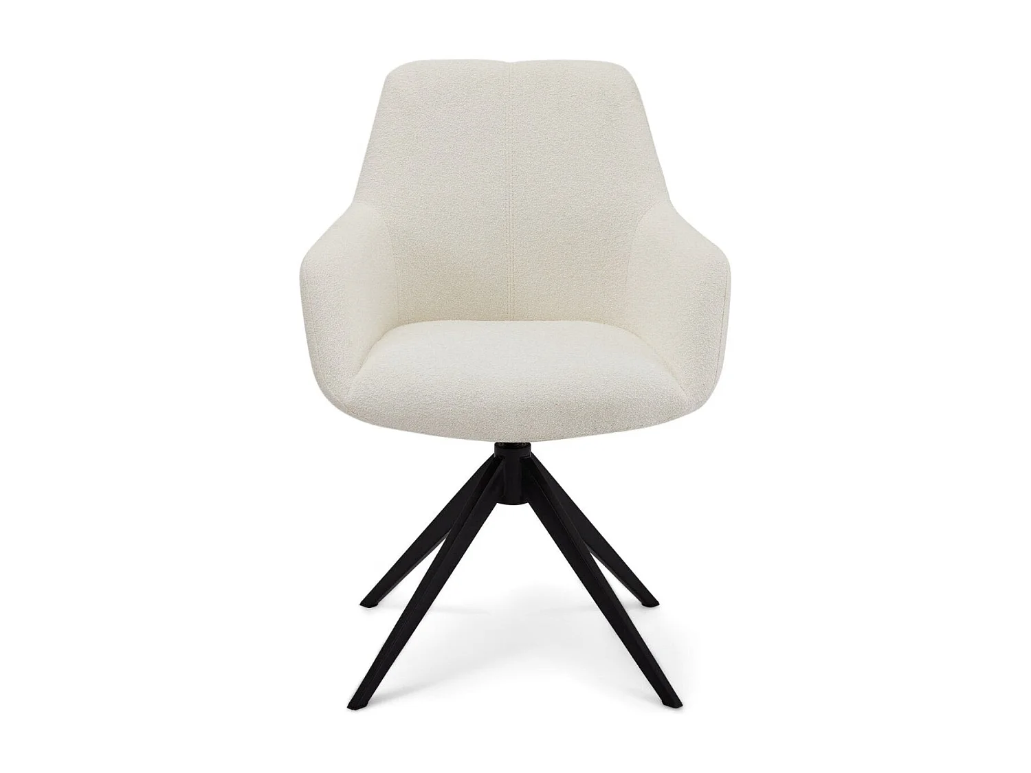 Set van 2 stoelen Helena - Met armleuning - Boucléstof & metaal - Wit