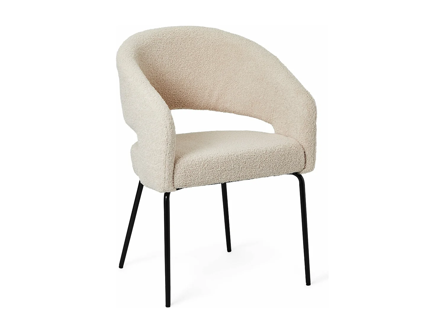 Set van 2 stoelen Natalie - Met armleuning - Boucléstof & metaal - Beige