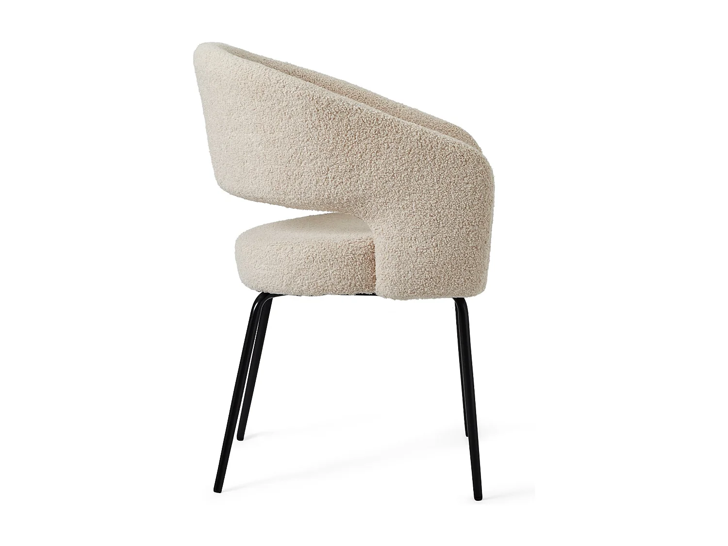 Set van 2 stoelen Natalie - Met armleuning - Boucléstof & metaal - Beige