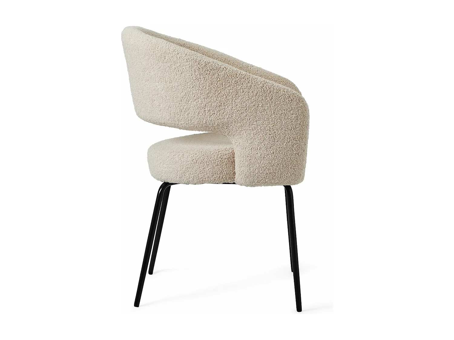 Set van 2 stoelen Natalie - Met armleuning - Boucléstof & metaal - Beige