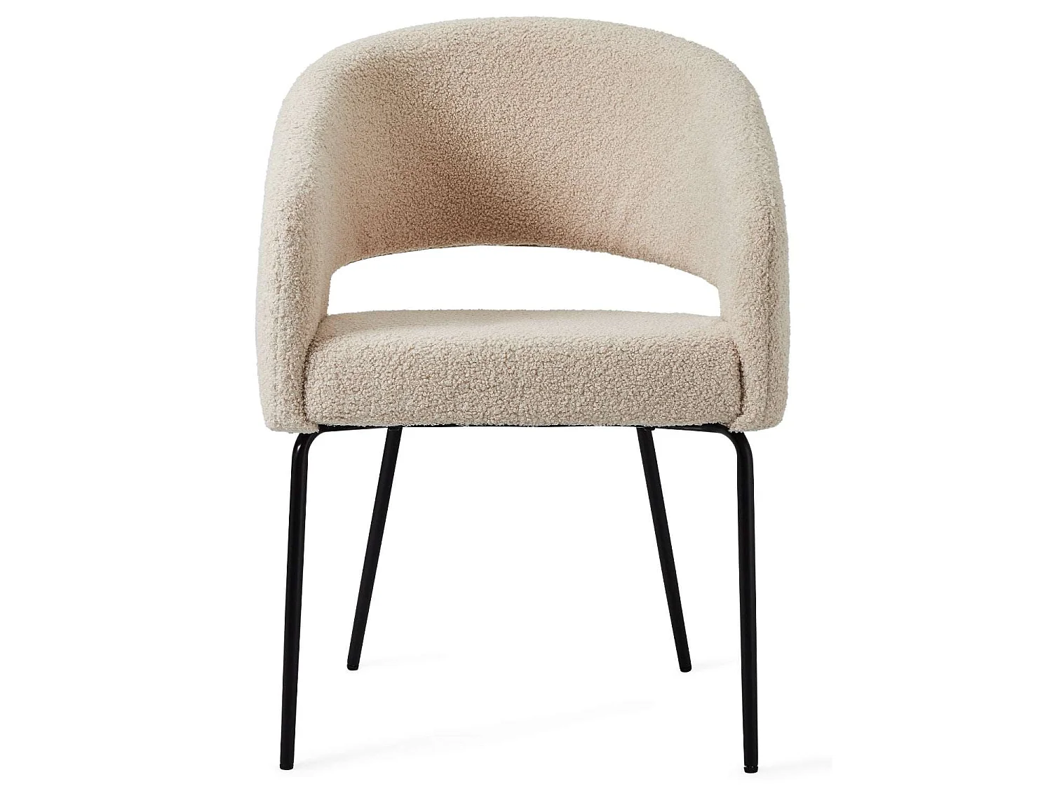 Set van 2 stoelen Natalie - Met armleuning - Boucléstof & metaal - Beige
