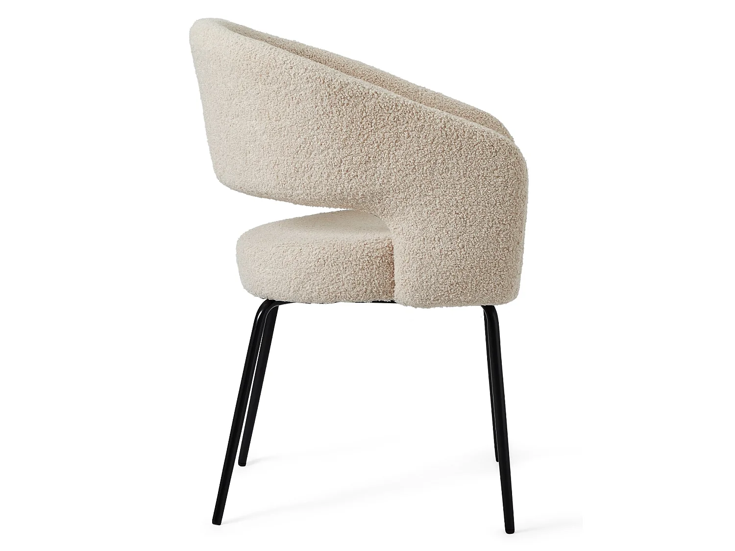 Set van 2 stoelen Natalie - Met armleuning - Boucléstof & metaal - Beige