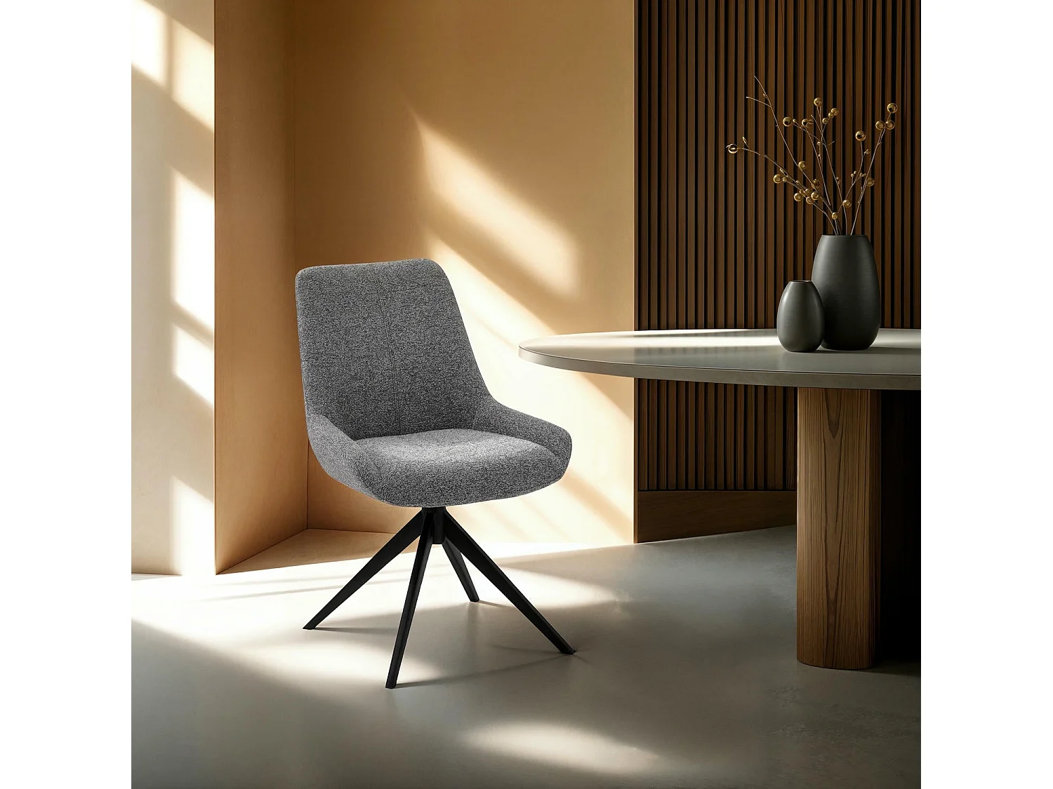 Set van 2 stoelen Helena - Met armleuning - Boucléstof & metaal - Grijs