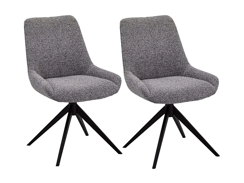 Set van 2 stoelen Helena - Met armleuning - Boucléstof & metaal - Grijs