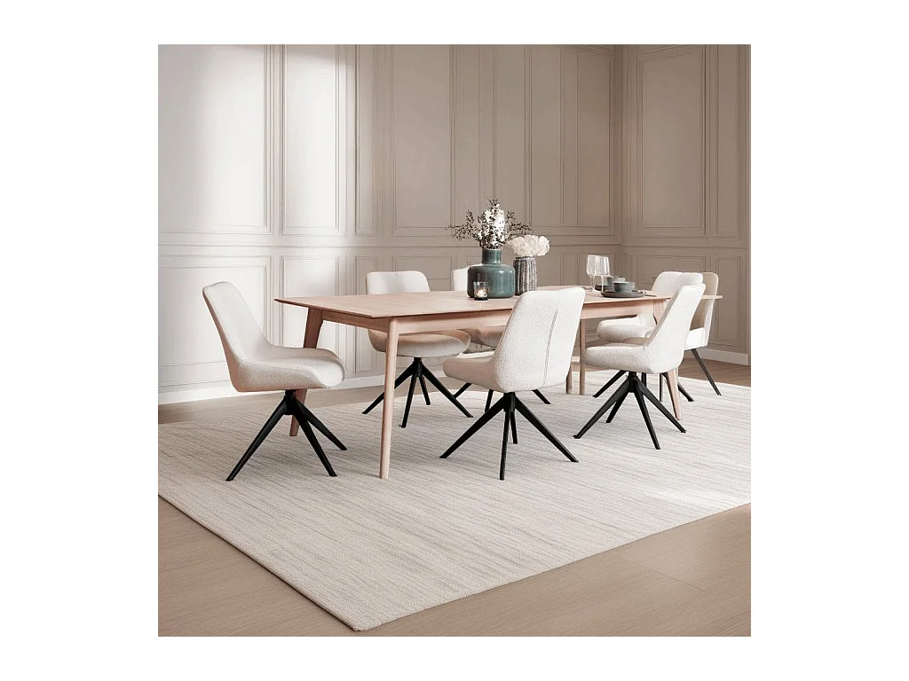 Esszimmerstuhl 2er Set Helena - Bouclé-Stoff & Metall - Weiß