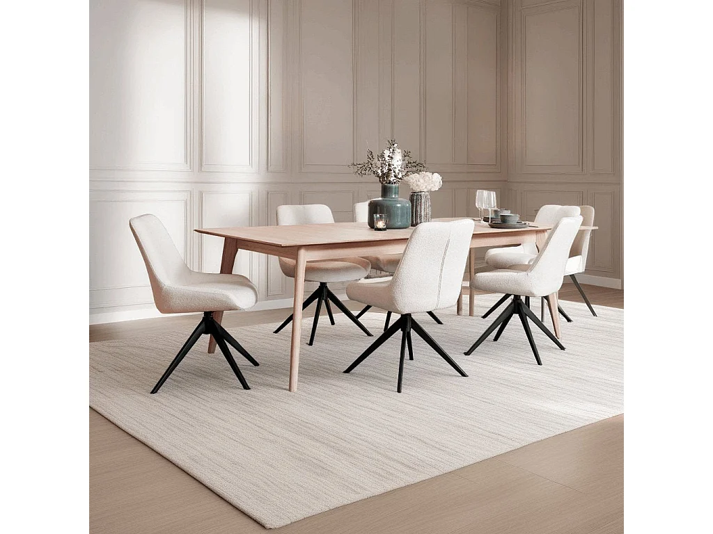 Lot de 2 chaises avec dossier Helena - Tissu bouclé et métal - Blanc