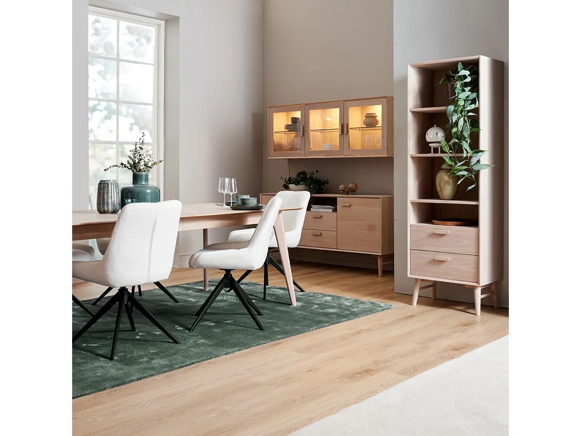 Set van 2 stoelen Helena - Met armleuning - Boucléstof & metaal - Wit