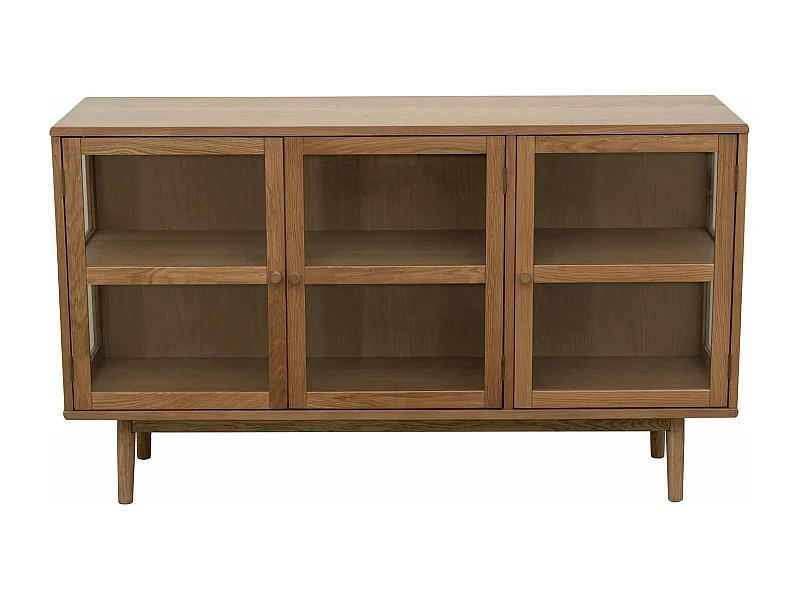 Sideboard 3 Türen Svendborg - Eichenholz & Glas - Natur