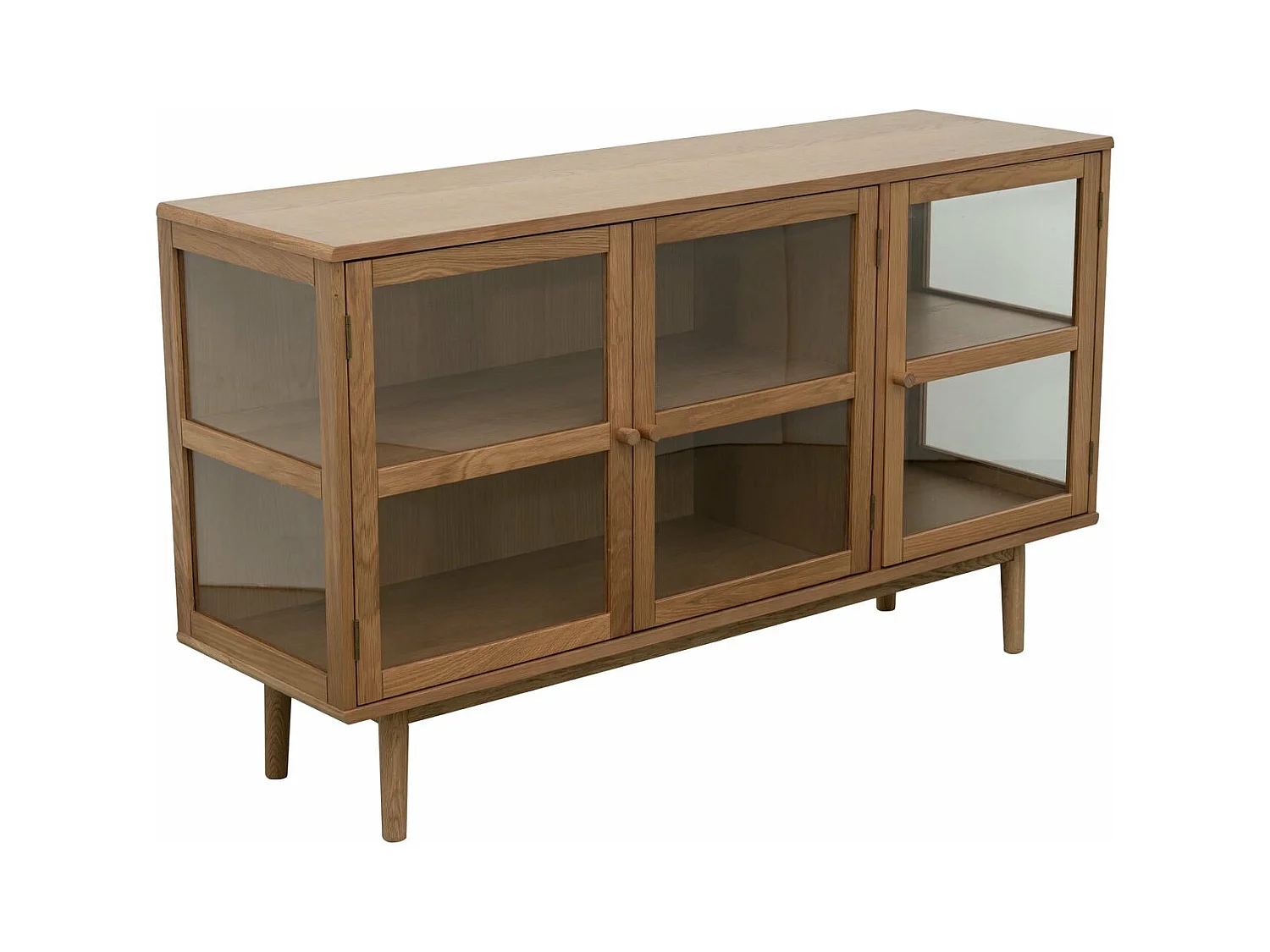 Sideboard 3 Türen Svendborg - Eichenholz & Glas - Natur