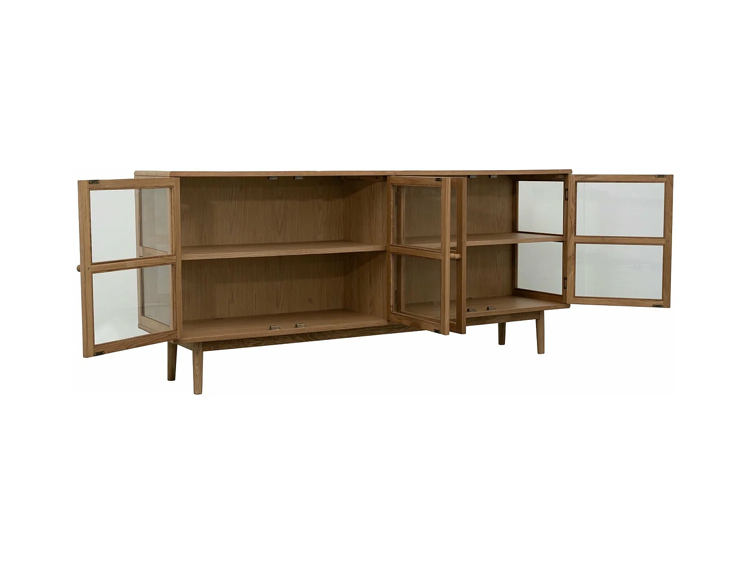 Sideboard 4 Türen Svendborg - Eichenholz & Glas - Natur