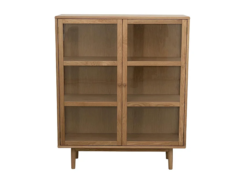 Highboard mit 2 Glastüren Svendborg - Eichenholz & Glas - Natur