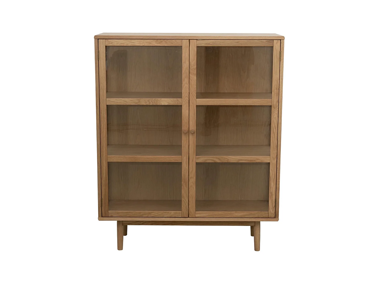 Highboard mit 2 Glastüren Svendborg - Eichenholz & Glas - Natur