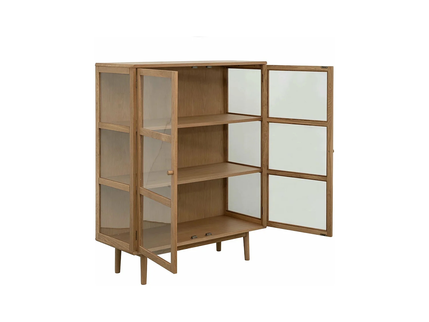 Highboard mit 2 Glastüren Svendborg - Eichenholz & Glas - Natur