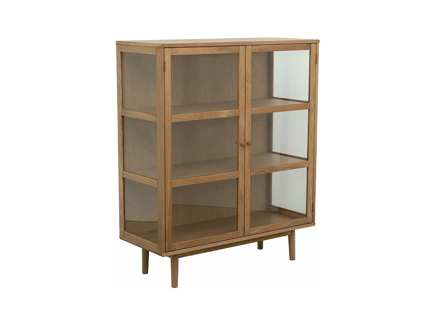 Highboard mit 2 Glastüren Svendborg - Eichenholz & Glas - Natur