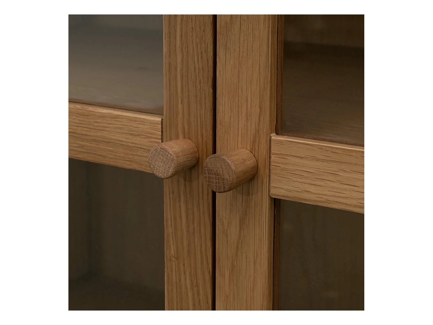 Highboard mit 2 Glastüren Svendborg - Eichenholz & Glas - Natur